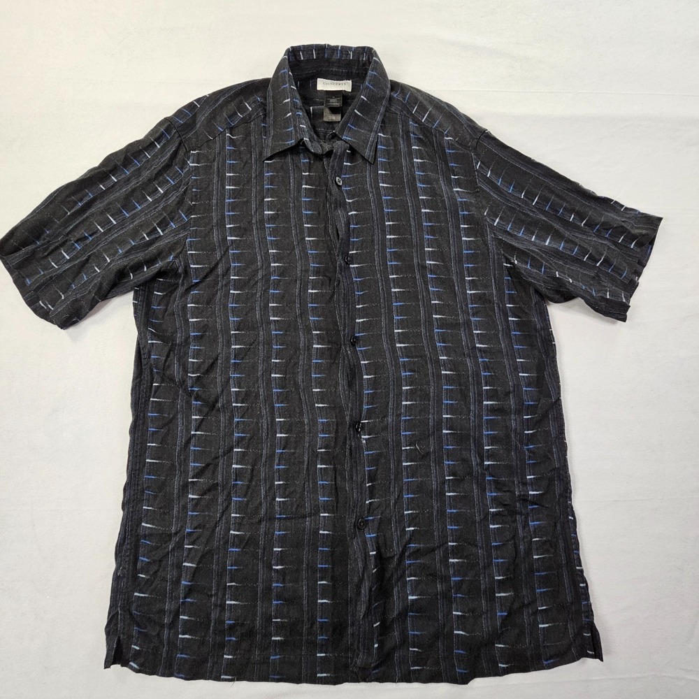 Concepts by Claiborne Black Short Sleeve Rayon Button-Up Shirt Men's M